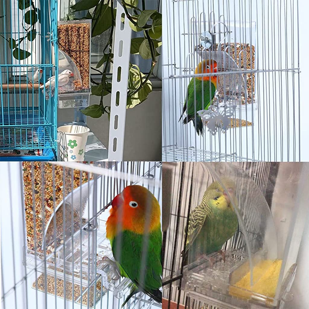 Qpets Automatic Bird Feeder for Cage, Birds Food Feeder, Birds Cage, Parrot Seed Feeders with Perch Acrylic Transparent Seed Food Container Cages for Small and Medium Lovebirds Parakeets Qpets Automatic Bird Feeder for Cage, Birds Food Feeder, Birds Cage, Parrot Seed Feeders with Perch Acrylic Transparent Seed Food Container Cages for Small and Medium Lovebirds Parakeets